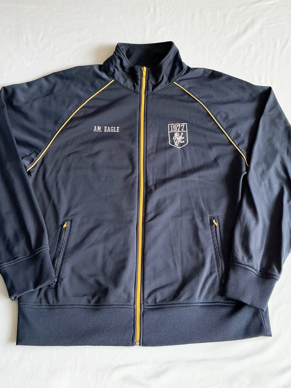 American Eagle Outfitters Track Jacket Mens Blue Full Zip Soccer Rugby Size Lg